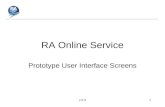 V 0.31 RA Online Service Prototype User Interface Screens.