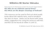 Wiltshire RE Starter Stimulus Starter ideas for the following key questions from the 2011 Agreed Syllabus: KS1 Why do we celebrate special times? KS2 What.