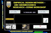 GEOMECHANICS DESIGN GROUP UBC MINING & MINERAL PROCESS ENGINEERING EMPIRICAL DESIGN METHODS – UBC GEOMECHANICS RESEARCH –CERM3 WORKSHOP R. PAKALNIS - UBC.