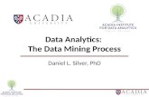 Data Analytics: The Data Mining Process Daniel L. Silver, PhD 1.