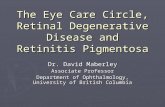 The Eye Care Circle, Retinal Degenerative Disease and Retinitis Pigmentosa Dr. David Maberley Associate Professor Department of Ophthalmology, University.