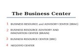 The Business Center BUSINESS RESOURCE and ADVISORY CENTER (BRAC) BUSINESS RESOURCE ADVISORY AND INNOVATION CENTER (BRAIN) BUSINESS RESOURCE CENTER (BRC)