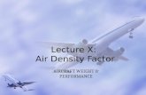 Lecture X: Air Density Factor AIRCRAFT WEIGHT & PERFORMANCE.