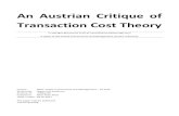 An Austrian Critique of Transaction Cost Theory
