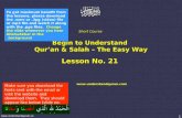 1  Short Course Begin to Understand Qur’an & Salah – The Easy Way Lesson No. 21  .