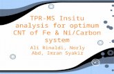 TPR-MS Insitu analysis for optimum CNT of Fe & Ni/Carbon system Ali Rinaldi, Norly Abd, Imran Syakir.