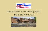 Renovation of Building 4950 Fort Stewart, GA. Corridors New HVAC system, drop ceiling, lighting, and textured walls. Before: Exposed block walls, industrial.