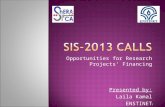 Opportunities for Research Projects’ Financing Presented by: Laila Kamal ENSTINET 1.