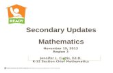 November 19, 2013 Region 3 Jennifer L. Curtis, Ed.D. K-12 Section Chief Mathematics Secondary Updates Mathematics.