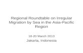 Regional Roundtable on Irregular Migration by Sea in the Asia-Pacific Region 18-20 March 2013 Jakarta, Indonesia.