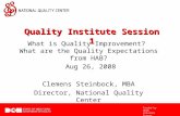 Funded by HRSA HIV/AIDS Bureau What is Quality Improvement? What are the Quality Expectations from HAB? Aug 26, 2008 Clemens Steinbock, MBA Director, National.