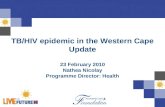 TB/HIV epidemic in the Western Cape Update 23 February 2010 Nathea Nicolay Programme Director: Health.