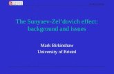 SZ effect and ALMA The Sunyaev-Zel’dovich effect: background and issues Mark Birkinshaw University of Bristol.