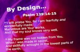 By Design… Psalm 139:14-15 14 I will praise You, for I am fearfully and wonderfully made; Marvelous are Your works, And that my soul knows very well. 15.