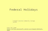 Federal Holidays Clip art from  © North Carolina Community College System.