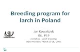 Breeding program for larch in Poland Jan Kowalczyk IBL, P19 workshop - Larch breeding Hann Munden, March 25-26, 2009.