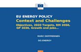 Energy EU ENERGY POLICY Context and Challenges Objectives, 2020 Targets, RM 2050, GP 2030, Growth and Jobs… MARC DEFFRENNES DG ENERGY.