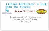 Bruno Scrosati Lithium batteries: a look into the future. Department of Chemistry, University of Rome “Sapienza”