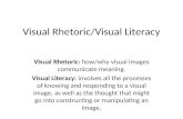 Visual Rhetoric/Visual Literacy Visual Rhetoric: how/why visual images communicate meaning. Visual Literacy: involves all the processes of knowing and.