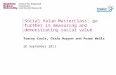 Social Value Masterclass: go further in measuring and demonstrating social value Tracey Coule, Chris Dayson and Peter Wells 26 September 2013.