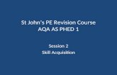 St John’s PE Revision Course AQA AS PHED 1 Session 2 Skill Acquisition.