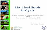 RSA Livelihoods Analysis Isibalo Symposium on evidence based decision-making Bloemfontein, 10 – 11 October 2013 Ms Thulile Dlamini.