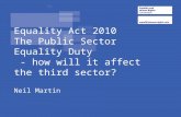 Equality Act 2010 The Public Sector Equality Duty - how will it affect the third sector? Neil Martin.