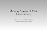 Making Sense of Risk Assessment Chris Jerman CFIOSH, FIIRSM Safety Manager John Lewis.