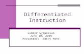 Differentiated Instruction Summer Symposium June 10, 2009 Presenter: Becky Mohr.