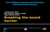 3-4 December 2013 HRT Academy, Zagreb, Croatia Tanja Gombar, B.Sc.E. EB U eAccessibility in Television Broadcasting in Central and Eastern Europe.