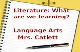 Literature: What are we learning? Language Arts Mrs. Catlett