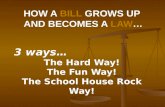 HOW A BILL GROWS UP AND BECOMES A LAW… 3 ways… The Hard Way! The Fun Way! The School House Rock Way!