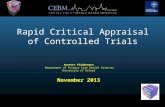 Rapid Critical Appraisal of Controlled Trials Annette Plüddemann Department of Primary Care Health Sciences University of Oxford November 2013.