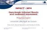 Louvain-la-Neuve - Nov 2003 Dam-break floods and sediment movement 1 IMPACT - WP4 Dam-break induced floods and sediment movement IMPACT - WP4 Dam-break.