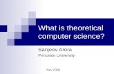 What is theoretical computer science? Sanjeev Arora Princeton University Nov 2006.