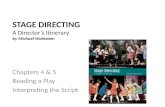 STAGE DIRECTING A Director’s Itinerary by Michael Wainstein Chapters 4 & 5 Reading a Play Interpreting the Script.