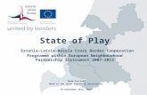 State of Play State of Play Estonia–Latvia–Russia Cross Border Cooperation Programme within European Neighbourhood Partnership Instrument 2007-2013 Unda.