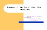 Research Methods for the Theatre Department of Theatre and Dance University of Mary Washington.