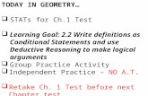 TODAY IN GEOMETRY…  STATs for Ch.1 Test  Learning Goal: 2.2 Write definitions as Conditional Statements and use Deductive Reasoning to make logical arguments.