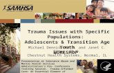 Trauma Issues with Specific Populations: Adolescents & Transition Age Youth WORKSHOP Michael Dennis, Ph.D. and Janet C. Titus, Ph.D. Chestnut Health Systems,