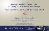 Segment 1 Making Patents Work for Strategic Business Advantage Presentation at KAIST October 2010 Bruce D. Sunstein Sunstein Kann Murphy & Timbers LLP.