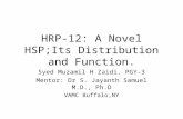 HRP-12: A Novel HSP;Its Distribution and Function. Syed Muzamil H Zaidi. PGY-3 Mentor: Dr S. Jayanth Samuel M.D., Ph.D VAMC Buffalo,NY.