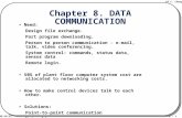 8 - 1 ©T.C. Chang 12/19/2014 Chapter 8. DATA COMMUNICATION Need: Design file exchange. Part program downloading. Person to person communication - e-mail,
