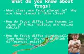 What do you know about frogs? What class are frogs placed in? Why are they placed in this class? How do frogs differ from humans in terms of their habitats.