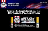 American Heritage International Inc. Corporate Presentation.