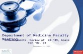 September 15, 2009 Department of Medicine Faculty Meeting Announcements, Review of ’08-’09, Goals for ’09-’10.