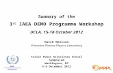 Summary of the 1 st IAEA DEMO Programme Workshop UCLA, 15-18 October 2012 Hutch Neilson Princeton Plasma Physics Laboratory Fusion Power Associates Annual.
