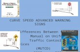 CURVE SPEED ADVANCED WARNING SIGNS Differences Between the Manual on Uniform Traffic Control Devices (MUTCD) 2003 vs. 2009 Editions.