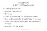 ISE 316 - Manufacturing Processes Engineering Chapter 20 SHEET METALWORKING Cutting Operations Bending Operations Drawing Other Sheet Metal Forming Operations.