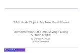 SAS Hash Object: My New Best Friend Demonstration Of Time Savings Using A Hash Object By Denise A. Kruse SAS Contractor.